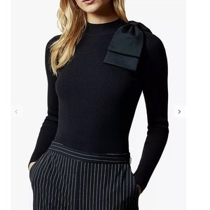 NWT Ted Baker Women’s Ambher Bow Detail Jumper  Sweater Navy Size 2 US 6